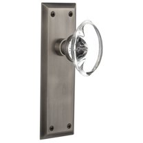 Nostalgic Warehouse Nykocc_Psg_238_Nk Oval Clear Crystal Solid Brass Passage Door Knob Set