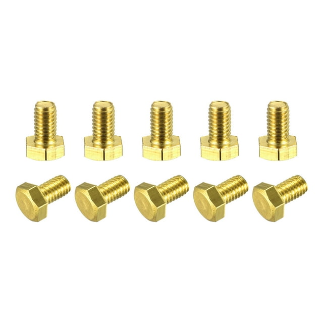 Unique Bargains Brass Hex Bolts, M6x10mm 10 Pack Fully Thread Grade 4.8 Machine Screws