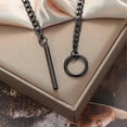 thumbnail image 5 of Slip Chain Necklace for Women Men Gothic Stainless Steel Cuban Link Long Necklace with Bar Pendant Punk Rock Collar Choker Adjustable Lariat Y Necklac, 5 of 5