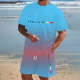 thumbnail image 2 of CONZONE Italy Day Men's 2 Pieces Outfits Gradient Color Short Sleeve T-Shirts Shorts Set for Men Breathable Summer Tracksuit, 2 of 4