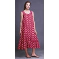 thumbnail image 3 of Bimba Magenta4 Floral Artistic Sleeveless Cotton Nightgowns For Women Printed Mid-Calf Length Sleepwear Large, 3 of 6