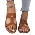 thumbnail image 2 of Sandals With Back Strap, Sandals Woman, Womens Strappy Sandals, Strappy Sandals for Women, Women's Cross Strappy Leather Flats Sandal Cute Dressy Toe Ring Open Toe Slip On Slide Sandals, Brown 5.5, 2 of 7