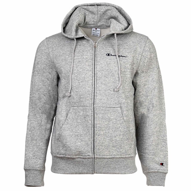 Champion Men Hooded Sweat Jacket - Full Zip Hoodie Sweatshirt, Heavy Soft, Fleece, Embroidered Logo Light grey XL (X-Large)