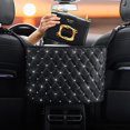 thumbnail image 1 of Maylai - Soporte para bolso para coche de piel sintética duradera, bolsillo para red de almacenamiento para asiento de coche, bolso de mano, red de almacenamiento para el conductor, bolsa de red para, 1 of 1