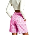thumbnail image 4 of Yutgune Womens Bermuda Shorts High Waisted Elastic Back Wide Leg Plaid Summer Shorts with Pockets, 4 of 6