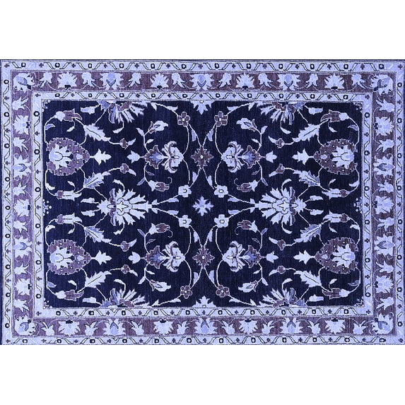 Ahgly Company Machine Washable Indoor Rectangle Oriental Blue Traditional Area Rugs, 5' x 7'