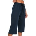 thumbnail image 3 of Cadmus Women's 15'' Long Bermuda Shorts Below The Knee Capri Sweatpants Loose Comfy Athletic Shorts with Pockets,Navy,XX-Large, 3 of 6