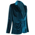 thumbnail image 2 of IBTOM CASTLE Women's Velvet Blazer Jacket Long Sleeve Lapel Open Front Cardigan Coat Casual Office Blazer Jacket Suits with Pockets L Peacock Blue, 2 of 8