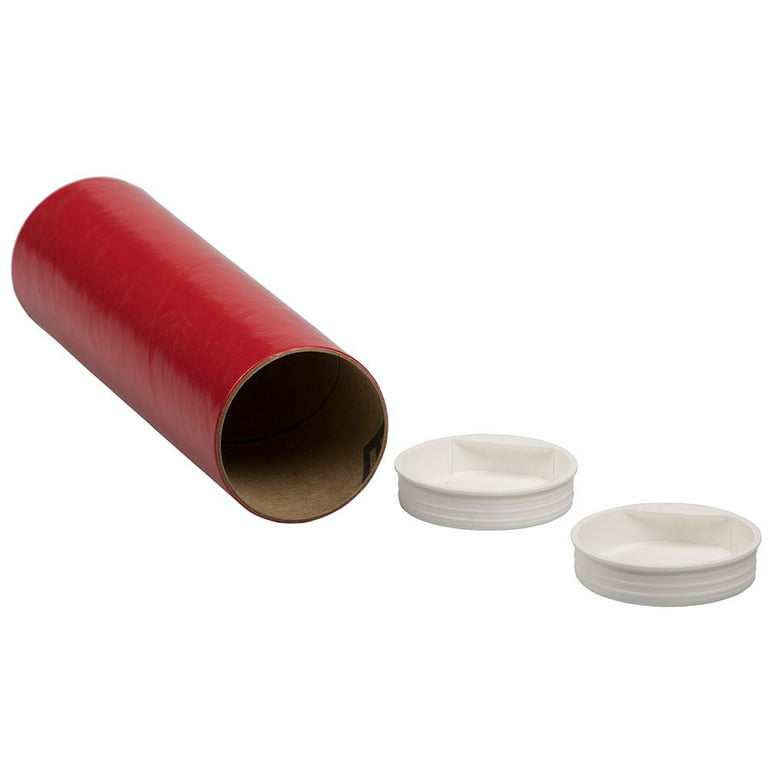 3x12 Red Mailing Tubes w/Caps, cardboard