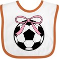 thumbnail image 3 of Inktastic Girls Soccer Ball Coquette Bow Girls Baby Bib, 3 of 4