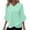 Mint Green, variant on Women's Fashion Solid Color V-Neck Three-Quarter Sleeve Patchwork Relaxed Fit T-Shirt Top, Casual Blouse for Women,Pink,L