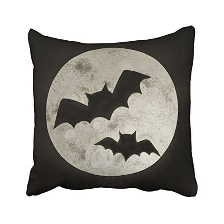 Big Black Pillows WinHome Happy Halloween Big Moon And Black Bats Dark Decorative Pillowcases With Hidden Zipper Decor Cushion Covers Two Sides 18x18 inches ()