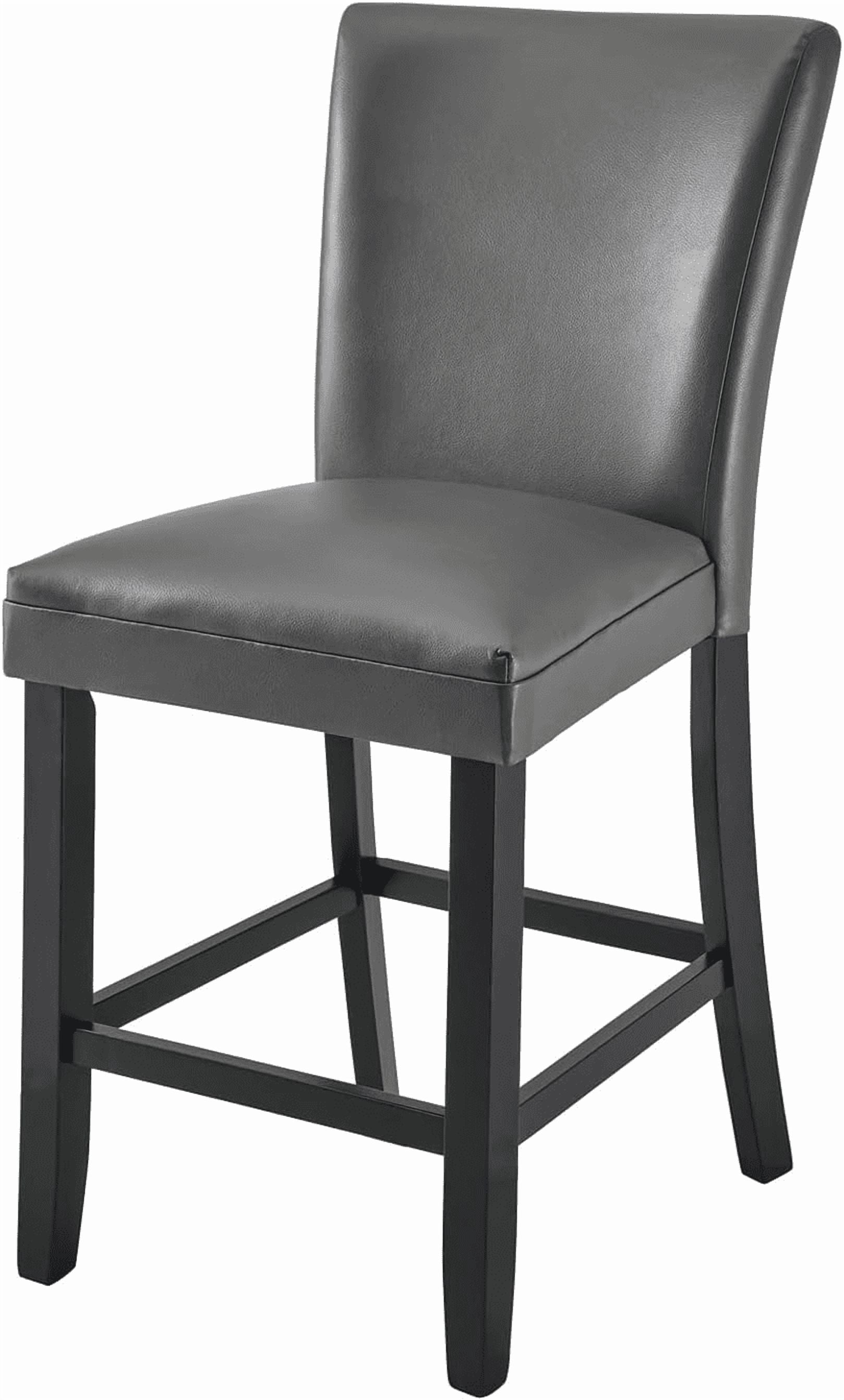BAXMUY Set of 4 Counter Height Bar Stools, 25.6" Seat, Grey, Solid Wood & Faux Leather Bar Chairs for Kitchen Island & Home Bar
