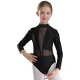 thumbnail image 2 of Sxiwei Kids Girls Rhinestones Mock Neck Figure Ice Skating Ballet Dance Leotard Bodysuit Long Sleeve Black 8, 2 of 7