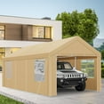 thumbnail image 4 of HOTEEL Carport 12x20 ft Heavy Duty Car Canopy with Roll-up Windows Portable Garage with Removable Sidewalls & Door, Outdoor Canopy Carport Portable Car Tent Garage Car Canopy with Steel Frame, Khaki, 4 of 12