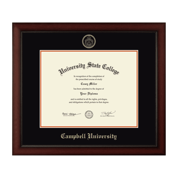 Framerly - Campbell Diploma Frame with Black and Orange Mat