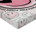 thumbnail image 2 of Ambesonne Emoji Fitted Sheet, Funny Face Pink Power Writing, Twin Size, Off White Pale Pink Black, 2 of 3