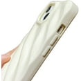 thumbnail image 5 of Cute Curly Wave Case for iPhone 15 6.1 inches, Water Ripple Phone Case Slim Shockproof Satin Glossy Cover for Girls Boys Silicone 3D Non-Slip Case-Beige, 5 of 6