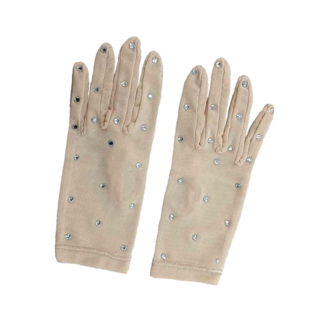 Guantes de patinaje sobre hielo, guantes de entrenamiento, con diamantes de imitación, elásticos, patinaje artístico XS