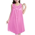 thumbnail image 2 of EOYWHK Nightgown for Women Casual Embroidered Satin Chemise Sleepshirt Silk Slip Pajama Dress V Neck Sleeveless Nightdress Sleepwear, 2 of 3