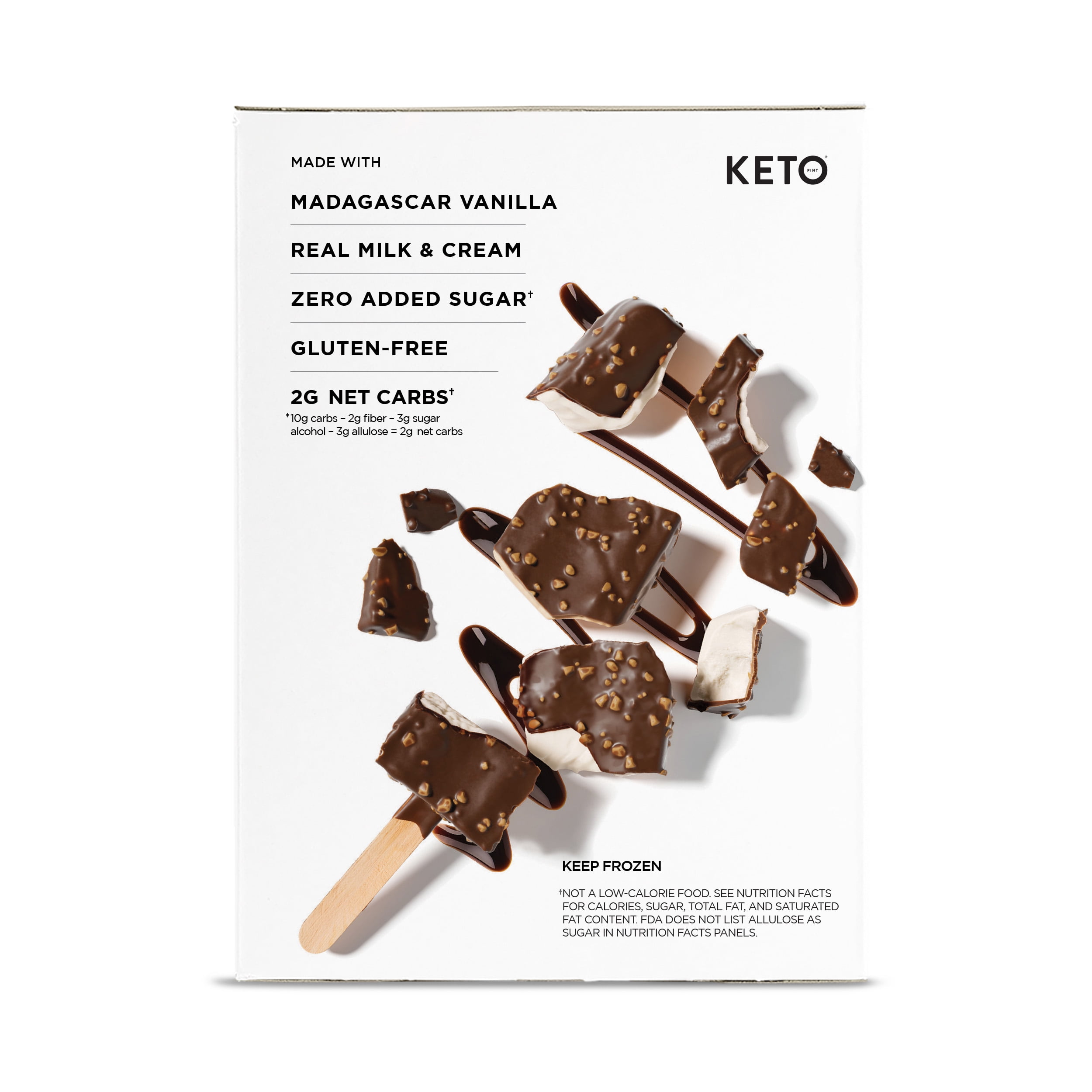 Keto Pint Vanilla Almond Ice Cream Bars, No Added Sugar, 2.75 fl oz, 4 Count