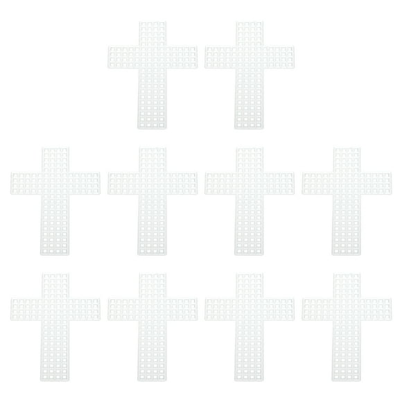 Hojas de Lienzo de Malla de Plástico, 10 Pcs 3.04 x 2.1" Blank para Bordado de Cruz, Forma de Cruz
