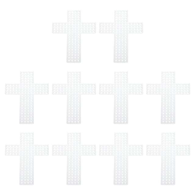 Hojas de Lienzo de Malla de Plástico, 10 Pcs 3.04 x 2.1" Blank para Bordado de Cruz, Forma de Cruz