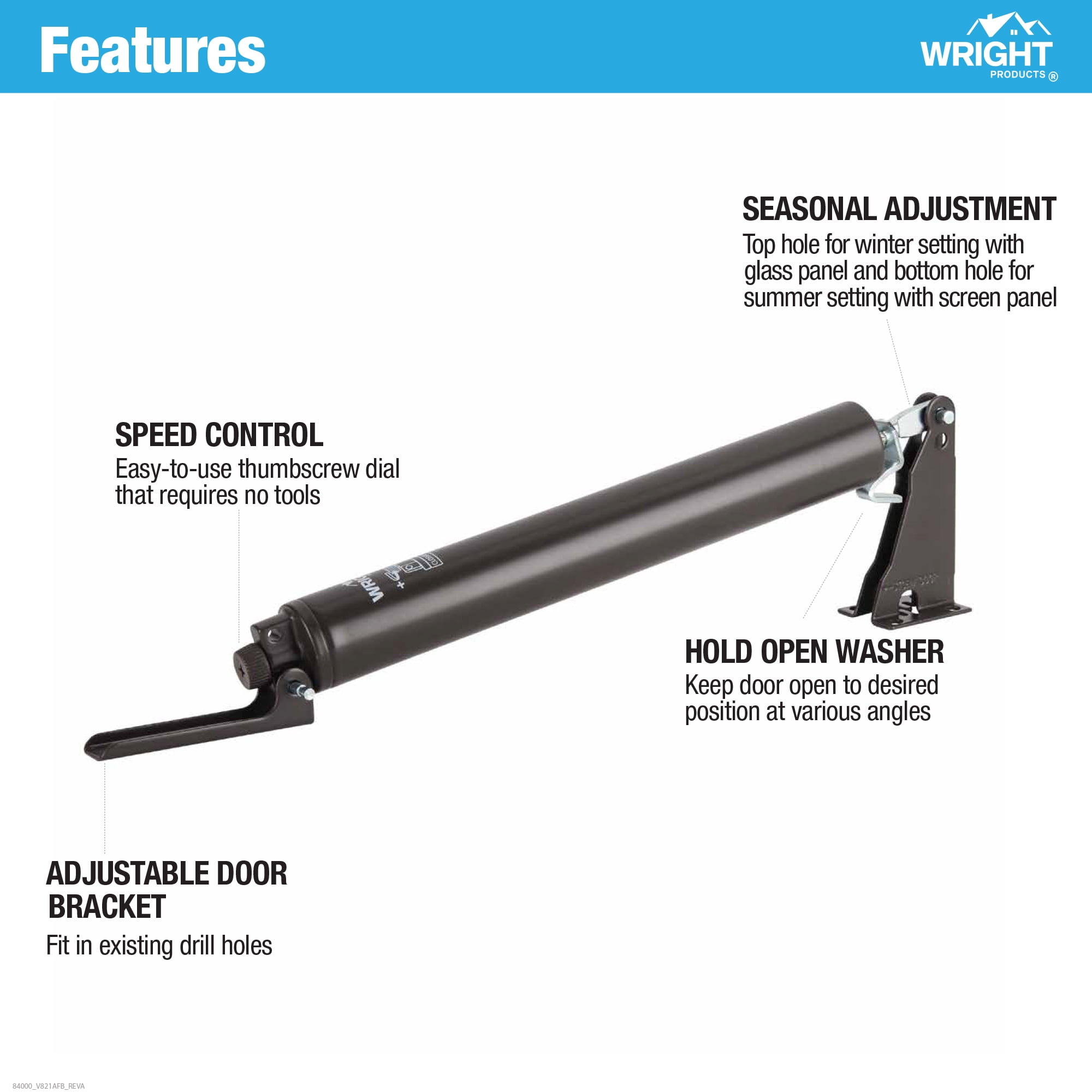 Wright Products Standard Duty Pneumatic Closer, 9", Florida Bronze
