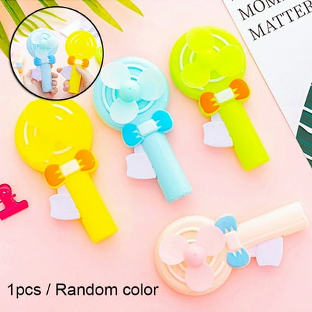 

Mini Hand Fan Press to Power No Battery or Electric Needed Portable Fan Toy with Soft Fan Blades for Random Color Lollipop