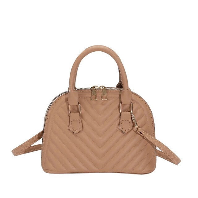LHSHID Fashion Shell Shoulder Bag Striped Pu Leather Handbags Crossbody Bags For Women Small Tote Top Handle Bag