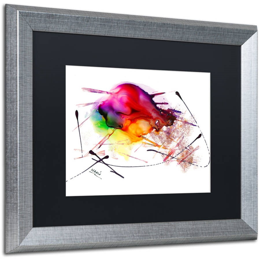 Trademark Fine Art "Abstract 02" Canvas Art by Mako, Black Matte, Silver Frame