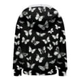 thumbnail image 3 of larppty Women's Zip Up Hoodies Butterfly Graphic Oversized Sweatshirt Long Sleeve Floral Coats Spring Fall Fashion Sweatshirts Streetwear (Black, 3XL), 3 of 5