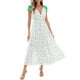 thumbnail image 1 of Vestido largo Wenrine de verano con estampado floral y cuello en V, sin mangas, verde, 1 of 6