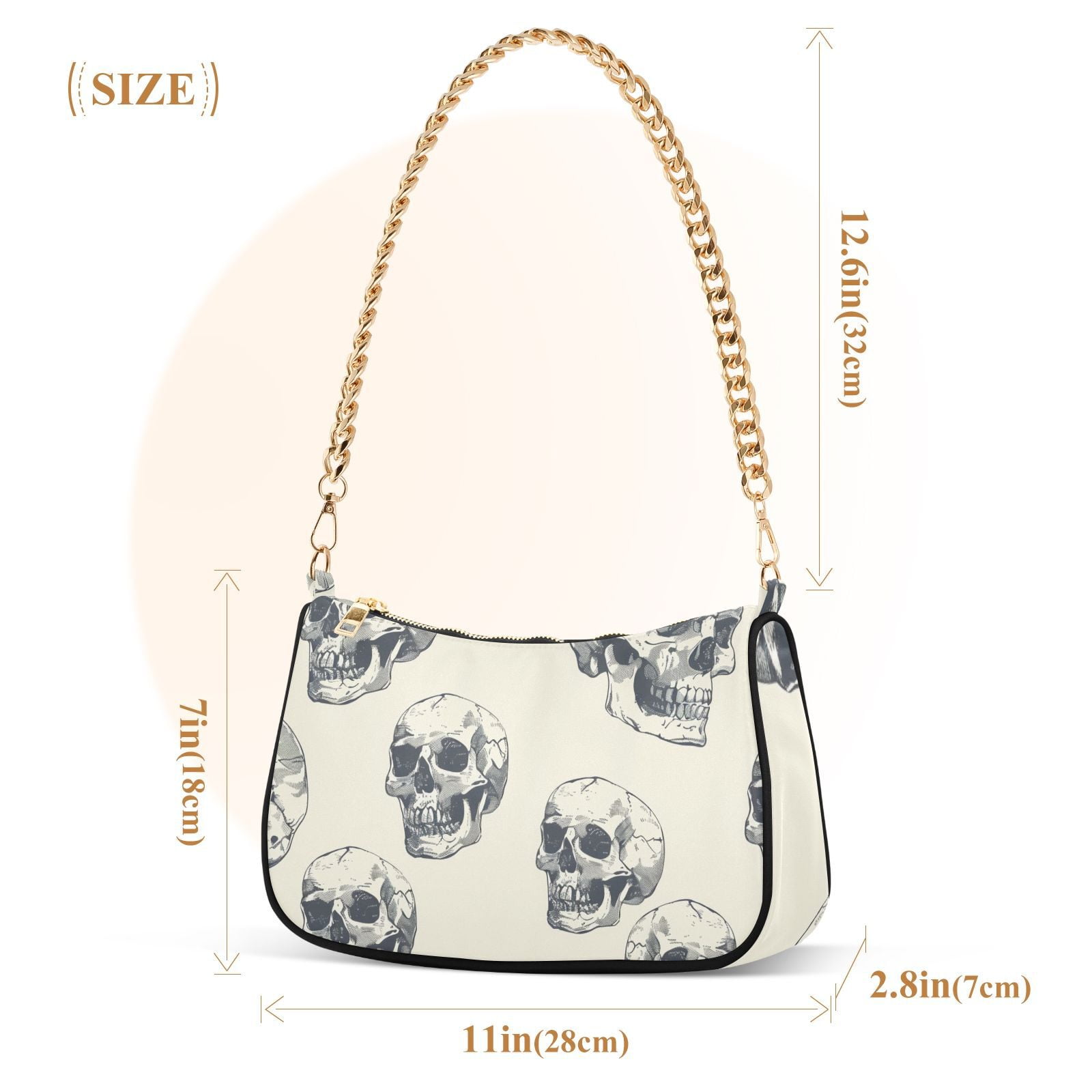 SkullsWomen Small Shoulder Bag Crossbody Tote Hobo Bags Purse Clutch Handbags with Chain Strap for Women
