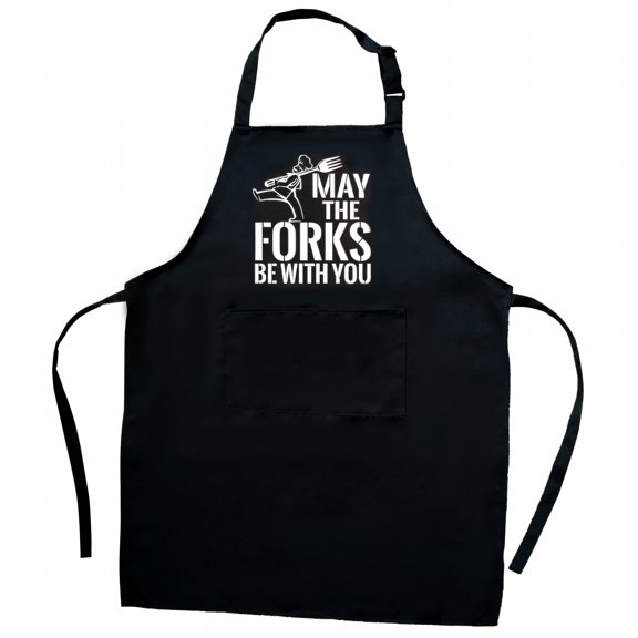 AUQ Aprons for Women with Pockets,Resistant Knot Black Apron with Pockets,Polyester Cloth Aprons for Men,Black