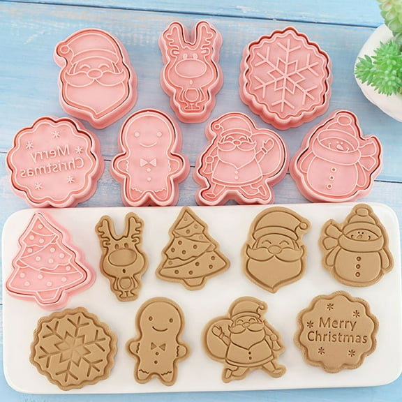 Soimiss 8Pcs Lovely Cookie Mold PP for Biscuit Making in Pink