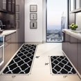 thumbnail image 2 of Newlake 2 Piece Microfiber Kitchen Rug Set Moroccan Trellis Non-Slip Soft Bathroom Rugs (Black, 17"x48"+17"x24"), 2 of 6