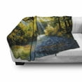 thumbnail image 3 of Nature Soft Flannel Fleece Blanket, Mother Nature Theme Oil Painting Style Forest Meadows and Trees Print, Cozy Plush for Indoor and Outdoor Use, 50" x 70", Avocado Green Fern Green, by Ambesonne, 3 of 6