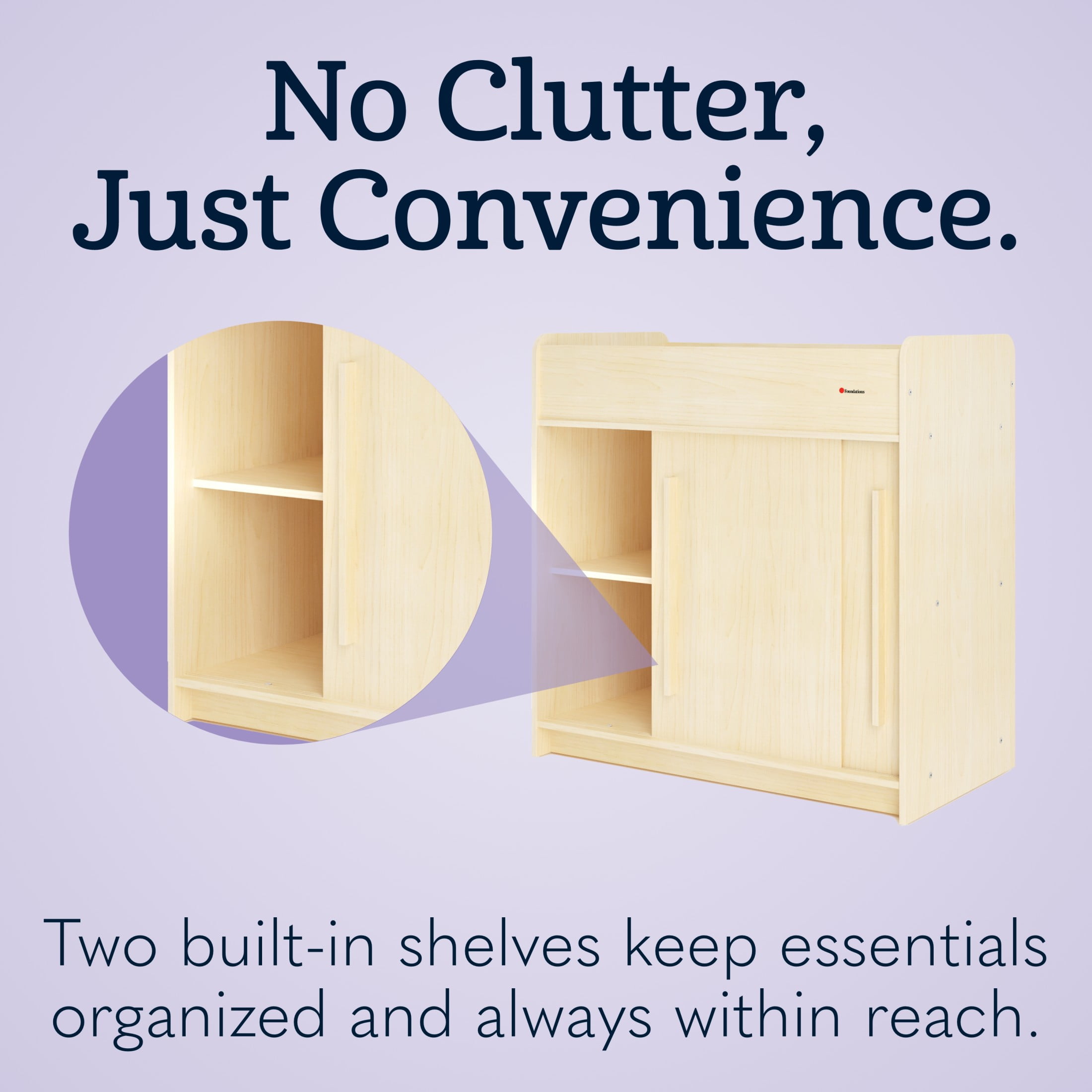 Foundations SafeGlide Changing Table, Built-In Storage, Gliding Doors, Natural