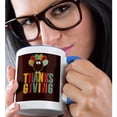 thumbnail image 2 of 3drose, Cute Turkey Stands on Thanksgiving Colorful Word Art, 11oz Two-tone Blue Mug, 2 of 6