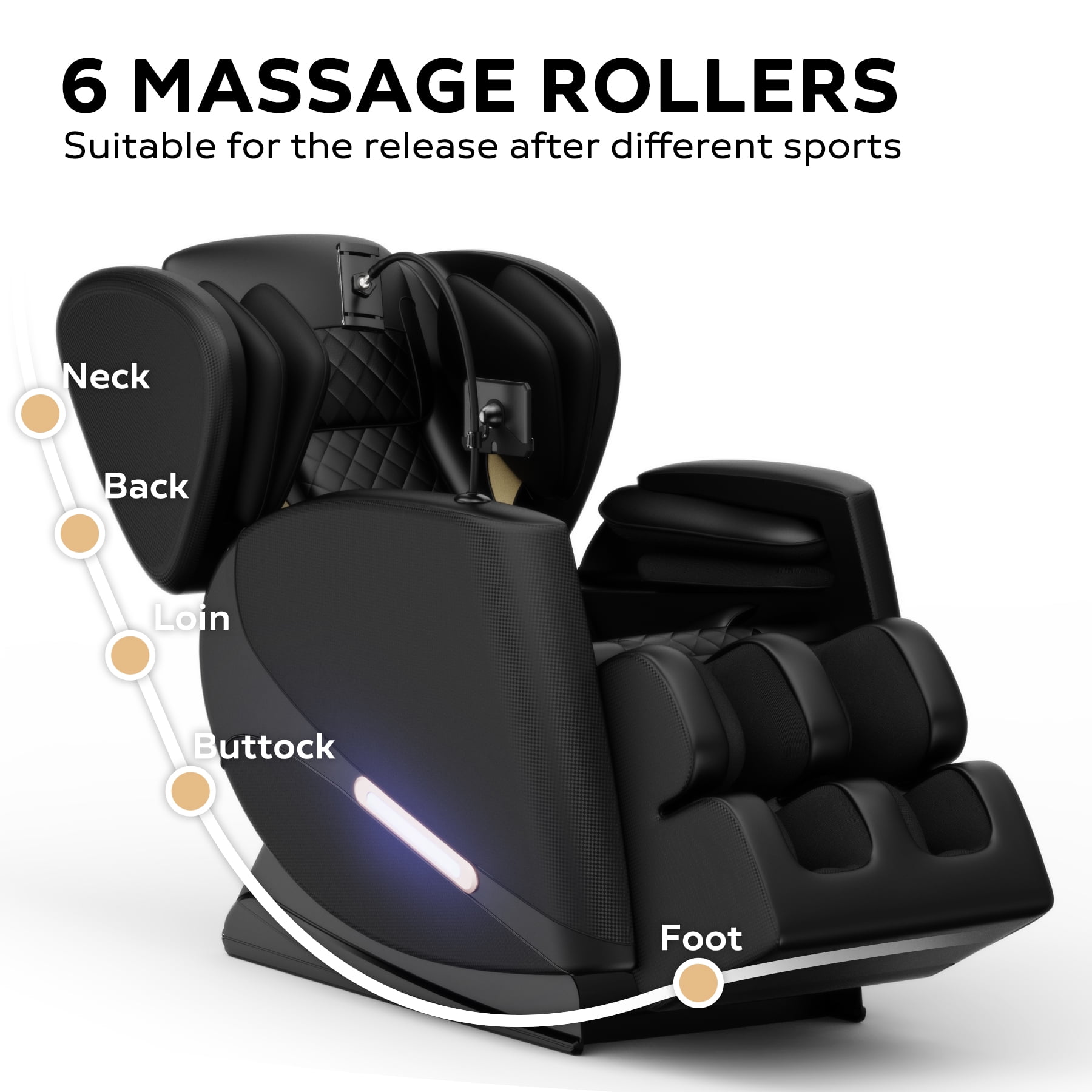 Aukfa Zero Gravity Full Body Massage Chair with Heating, Retractable Footrest, Leather, Black