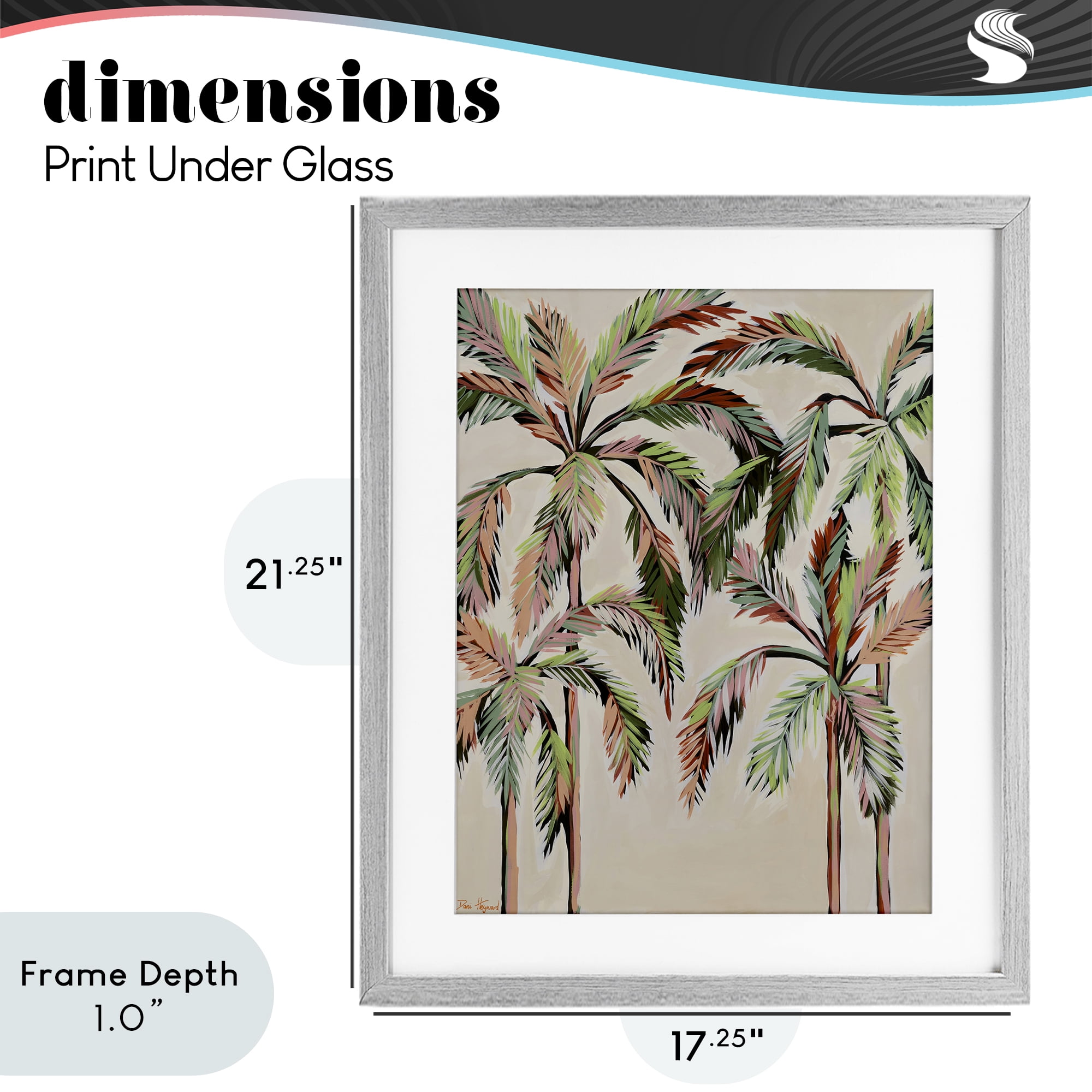 Stupell Industries Blushing Palm Tree Canopy Gray Framed Print Under Glass, design by Dani Heyward