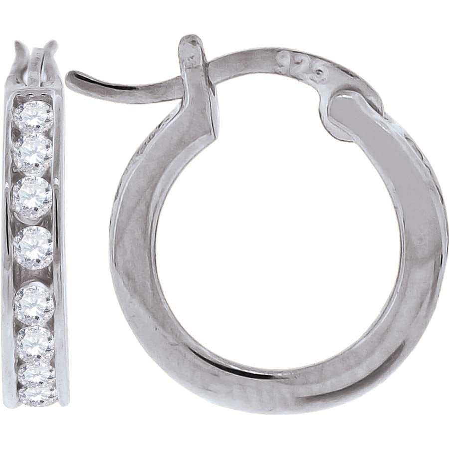 Sterling Silver Womens Mens Round Cubic Zirconia CZ Hoop Fashion Earrings Sterling Silver Womens Mens Round Cubic Zirconia CZ Hoop Fashion Earrings