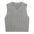 thumbnail image 3 of Brilliant Womens Sleeveless Tops Clearance Sale Women's knitted V-Neck vest pullover uniform cropped sweater Clearance(Gray,S), 3 of 4