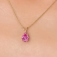 thumbnail image 3 of Gem Stone King 10K Yellow Gold Pink Moissanite Pendant Necklace for Women | 1.12 Cttw | Gemstone Birthstone | Pear Shape 8X6MM | With 18 inch Chain, 3 of 6