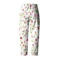 thumbnail image 5 of MIUOWANP Plus Size Women's Casual Capri Pants with Pockets Floral Print High Waisted Elastic-Waisted Loose Trousers Size L(8)Pink, 5 of 5