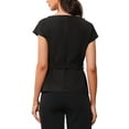 thumbnail image 3 of INSPIRE CHIC Cap Sleeve Dressy Top for Women's Boat Neck Office Work Belted Peplum Tops M Black, 3 of 6
