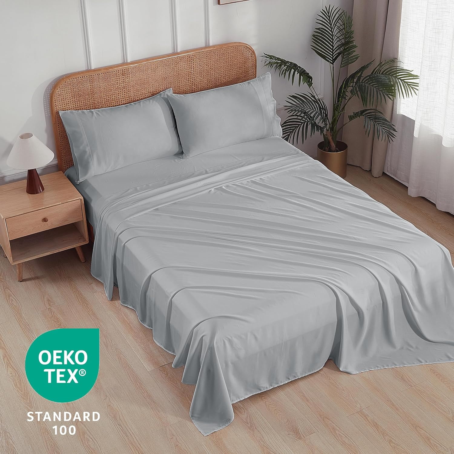 otnbgsr Bamboo Viscose Sheet Set Queen 2026 Upgrade 400 Thread Count Cooling Bed Sheets 16 Inch Deep Pocket Soft Breathable 4 Piece Set Navy Blue