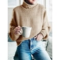 thumbnail image 3 of PrettyGuide Women's Oversized Sweater Batwing Sleeve Cable Knit Loose Chunky Turtleneck Sweater XL Khaki, 3 of 7