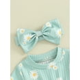 thumbnail image 6 of Bslissey Baby Girls Summer Romper Daisy Print Short Sleeve Jumpsuit Newborn Infant Cute Bodysuit with Bow Headband 3M 6M 9M 12M 18M, 6 of 9
